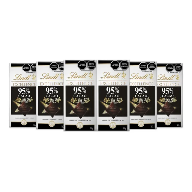 Pack 6 Barras Chocolate Amargo Lindt 95% Cacao 80g