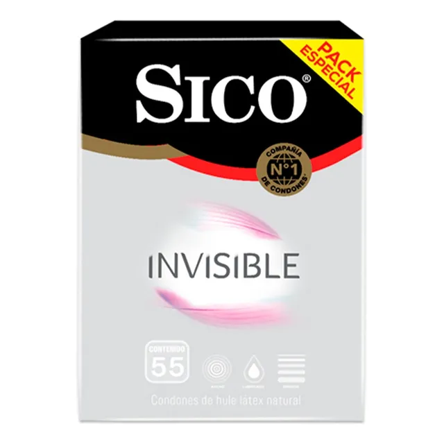 Condones Sico Invisible Ultra Sense Caja Con 55 Piezas