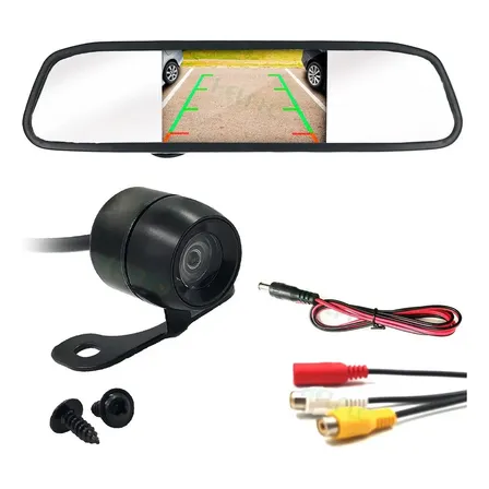 Retrovisor Visor Espelho Tela Lcd Veicular + Câmera De Ré