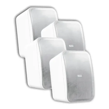 4 Caixas Som Ambiente Outdoor Externo 6hs Frahm Branca 140w