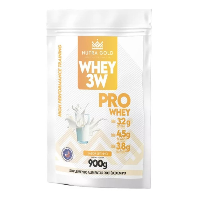 Whey Nutra Gold Pro Whey 3w 32g Proteínas Baixo Carbo 900g Sabor Leitinho Whey Nutra Gold Pro Whey 3w 32g Proteínas Baixo Carbo 900g Sabor Leitinho