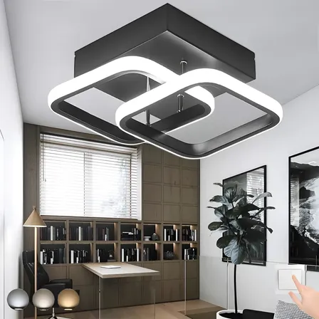 Luminaria De Teto Para Quarto Estar Lustre Sala Moderno Led 127/220v Preto