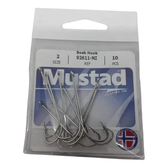 Anzuelos Mustad 92611 Pata Larga N° 2 Nickelados