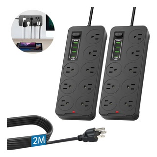 2 Multicontactos Usb 2500w 2m Cable 8 Salidas 3 Usb 1 Tipo C 2 Multicontactos Usb 2500w 2m Cable 8 Salidas 3 Usb 1 Tipo C