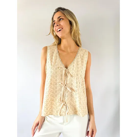 Blusa Lulyna Con Puntilla En Escote Fibrana Mujer Dama