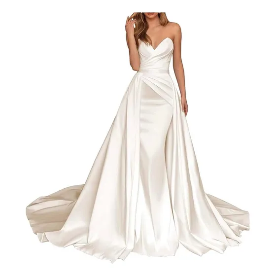 Vestido De Novia Para Boda , Civil, Blanco, Sate