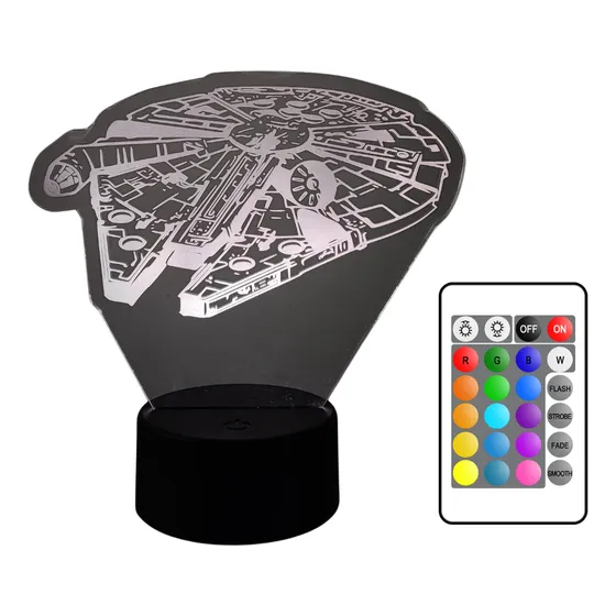 Lampara Led 3d Acrílico Halcón Milenario Star Wars