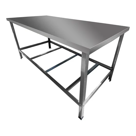 Mesa Tampo Inox Industrial Para Açougue Padaria Com Prateleira 1,2 Metro Sebem