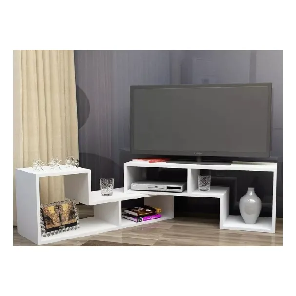 Centro De Entretenimiento Nacion Muebles Minimalista Blanco