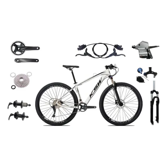 Bicicleta Aro 29 Ksw 1 X 9v Hidráulico Trava E K7 11/40 Cor Branco Tamanho Do Quadro 19