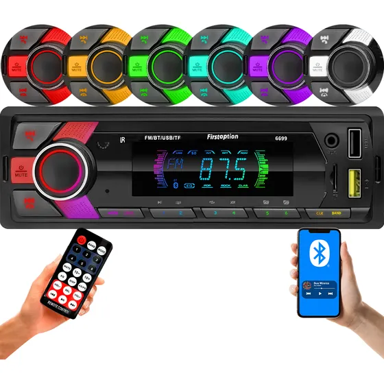 Rádio Mp3 Som Automotivo Bluetooth 7 Cores 200w Pen Drive Sd
