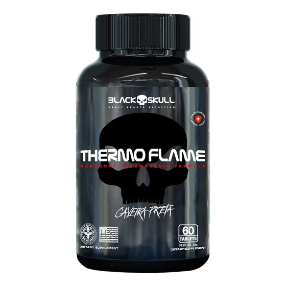 Termogênico Black Skull THERMO FLAME Caveira 360mg 60 Tabletes - Sem Sabor