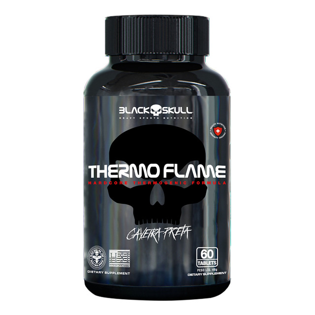 Termogênico Black Skull Thermo Flame Caveira 360mg 60 Tabletes - Sem Sabor Termogênico Black Skull Thermo Flame Caveira 360mg 60 Tabletes - Sem Sabor