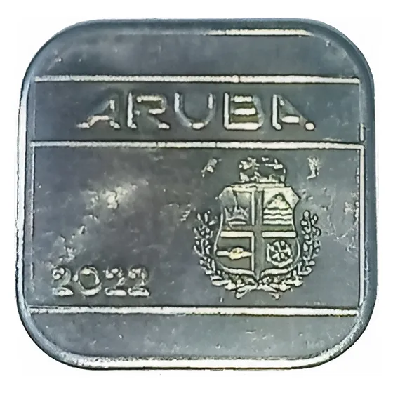 Moneda Cuadrada Aruba 50 Cents. Vf. 2022