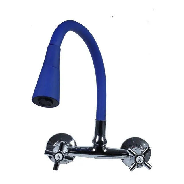 Griferia Cocina Pared Doble Comando Bronce Pico Flexicolor