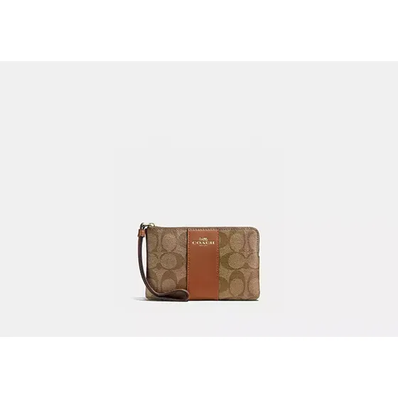 Corner Zip Wrislet Coach Gold Khaki (billetera Dama)