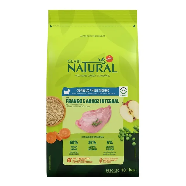 Alimento Guabi Natural Super Premium para cão adulto de raça mini e pequena sabor frango e arroz integral em sacola de 10.1kg