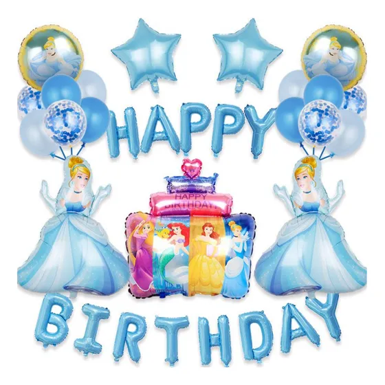 Globos De Cumpleaños Alusivos A Cenicienta Kit De Fiesta
