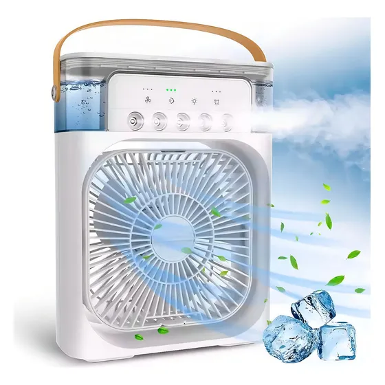 Ventilador Portátil Com Iluminação Umidificador Climatizador Cor Variada