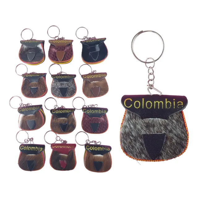 Docena Llaveros Carriel Artesanía Cuero Típico Colombiano