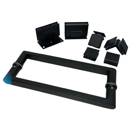Bisagras Kit De Pta Batiente De Baño 180° Acero Inoxi Negro 