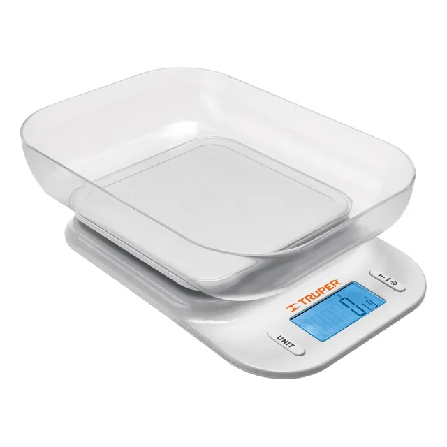 Báscula Digital Para Cocina Con Tazón 5kg Truper BASE-5T Color Blanco