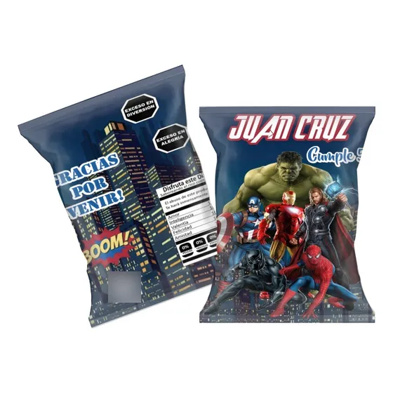 Chips Bags Superheroes Avengers X10 Bolsa Golosina Cumple