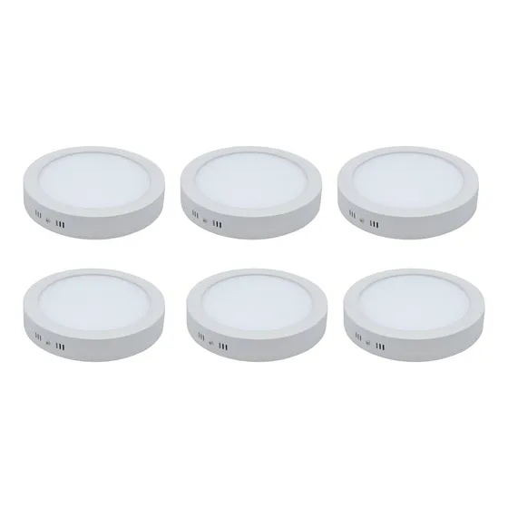 Pack X6 Foco Led 18w Blanco Frío Sobrepuesto Redondo