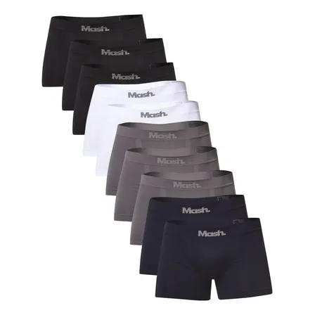 Kit 10 Cueca Boxer Lisa Sem Costura Logo Mash Branco Verde Marinho Preto G
