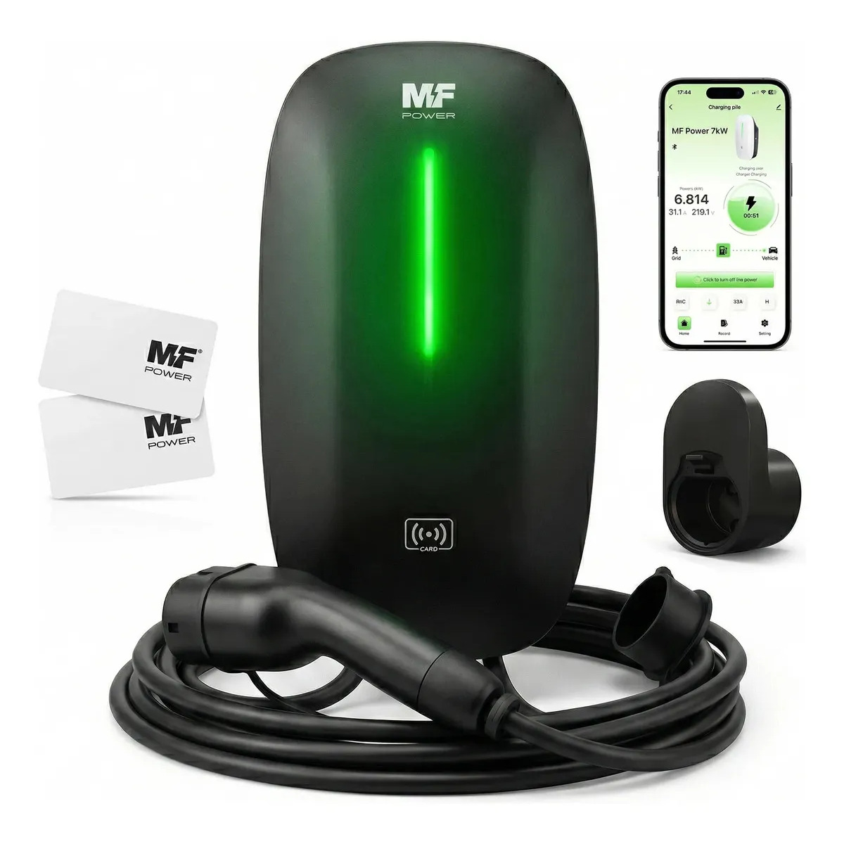 Carregador Veículo Elétrico MF Power Wallbox Tipo 2 32A 7kW 220V IP65 Carregador Veículo Elétrico MF Power Wallbox Tipo 2 32A 7kW 220V IP65