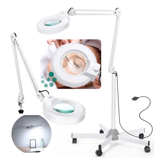 Lampara Con Lupa De Pie Cosmetologia Con Aumento Y Regulable