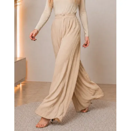 Calça Pantalona Wide Leg Social Casual Dia A Dia Premium