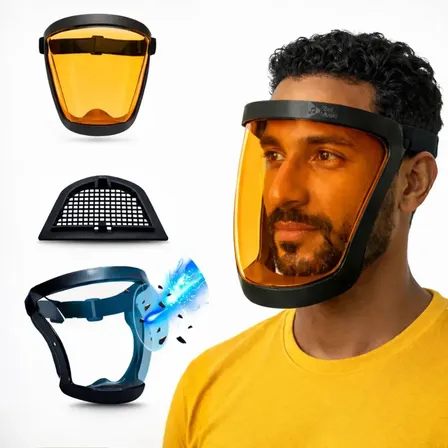 Máscara Facial Riel Music Policarbonato: Proteção Ajustável para Rosto e Olhos
