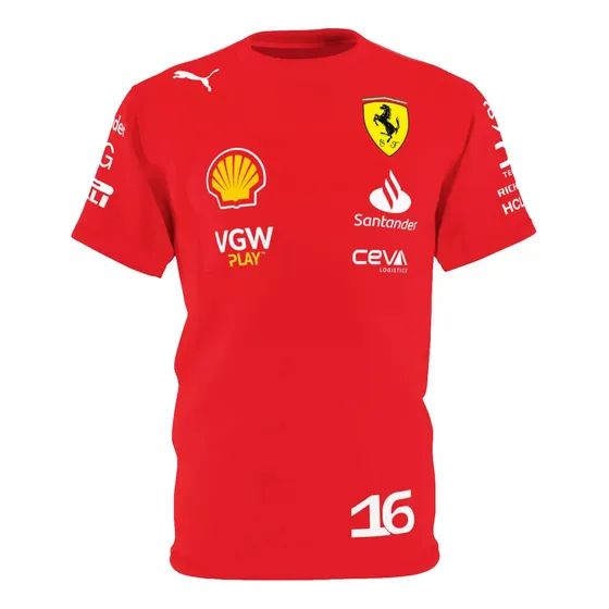 Franela Estampada Ferrari Charles Leclerc Racing Algodon