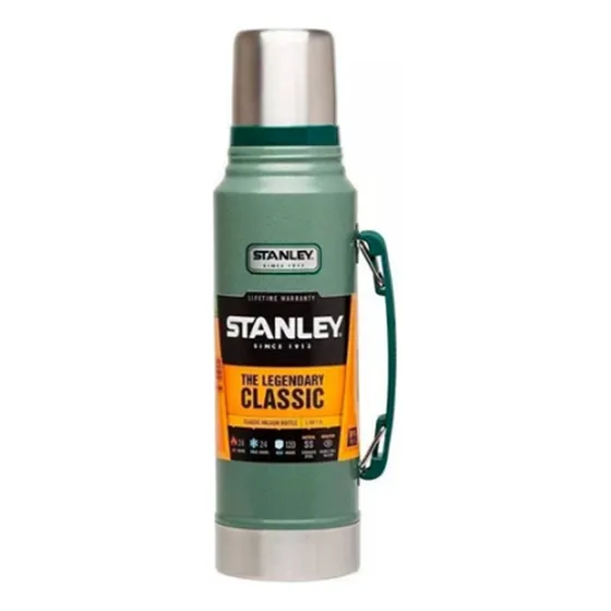 Termo Stanley Classic 1L USA Con Asa, Vaso Y Tapon Verde