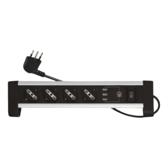 Alargador Zapatilla Para Escritorio 4 Tomas + 3 Puertos Usb 