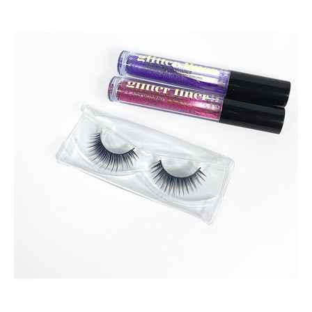 Delineador De Ojos Colores Rosa Y Morado Liquido Y Pestañas Color Negro Delineador De Ojos Colores Rosa Y Morado Liquido Y Pestañas Color Negro