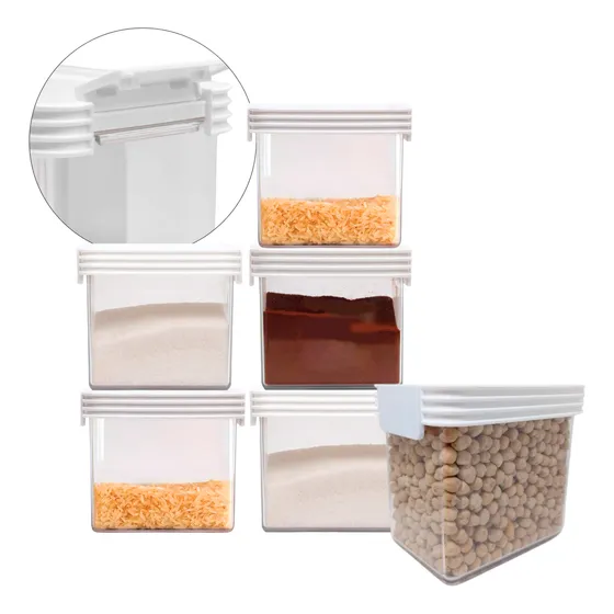Set 6 Contenedor 600 Hermetico Transparente Tapa Trendy