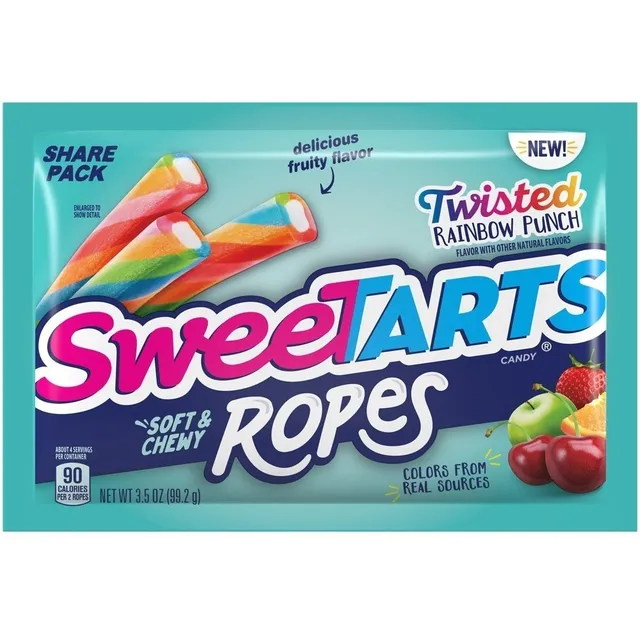 Sweetarts Ropes Twisted Rainbow Punch Soft & Chewy 99g