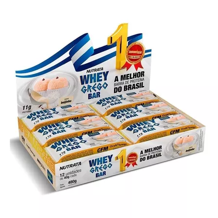 Suplemento em barra Nutrata  Barra de proteina Whey Grego Bar proteínas Whey Grego Bar sabor  beijinho em caixa de 480g  pacote x 12 u