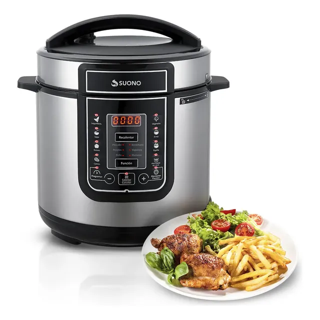 Olla De Presión Suono Multifuncioeléctrica 14 Funciones Arroz Carne Guisos Vegetales Pollo Eléctrica 1000w 6l Color Gris