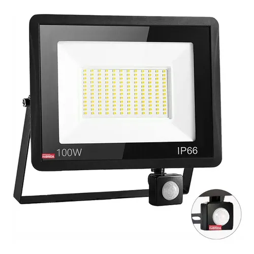 Reflector Led Sensor Movimiento 100w Seguridad Luz Blanca Color de la carcasa Negro