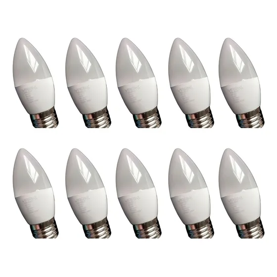 Pack X10 Lámparas Led Tipo Vela 7w Luz Fría E27 Yark Luz Blanco Frío