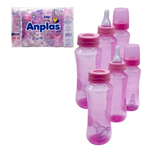 Kit 2 Mamadeiras Buba Easy Flow Anticólica Bpa Free 0+m Cor Rosa