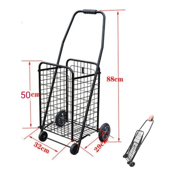Carrito Mercado Metálico Grande  Plegable 4 Ruedas Solidas