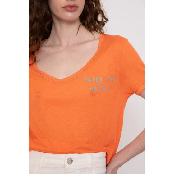 Remera De Lino Estampada Sustentable Mujer Portsaid