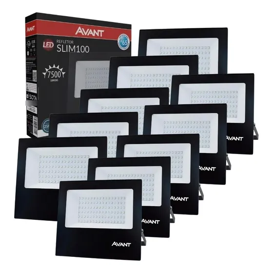Refletor Led Avant Refletor 259601373 100w Com Luz Branco-frio E Carcaça Preto