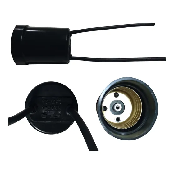 Kit 100 Bocal Soquete Rosca Lâmpada FLP E27 2a C/ Rabicho C/ Inmetro Cor Da Luz Branco-frio 110/220v EPM
