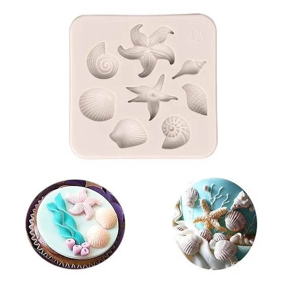 Moldes De Silicón Estrella De Mar Caracol Fondant Yeso Velas
