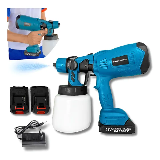 Pistola Para Pintura Portátil Sem Fio Com Duas Baterias 21v